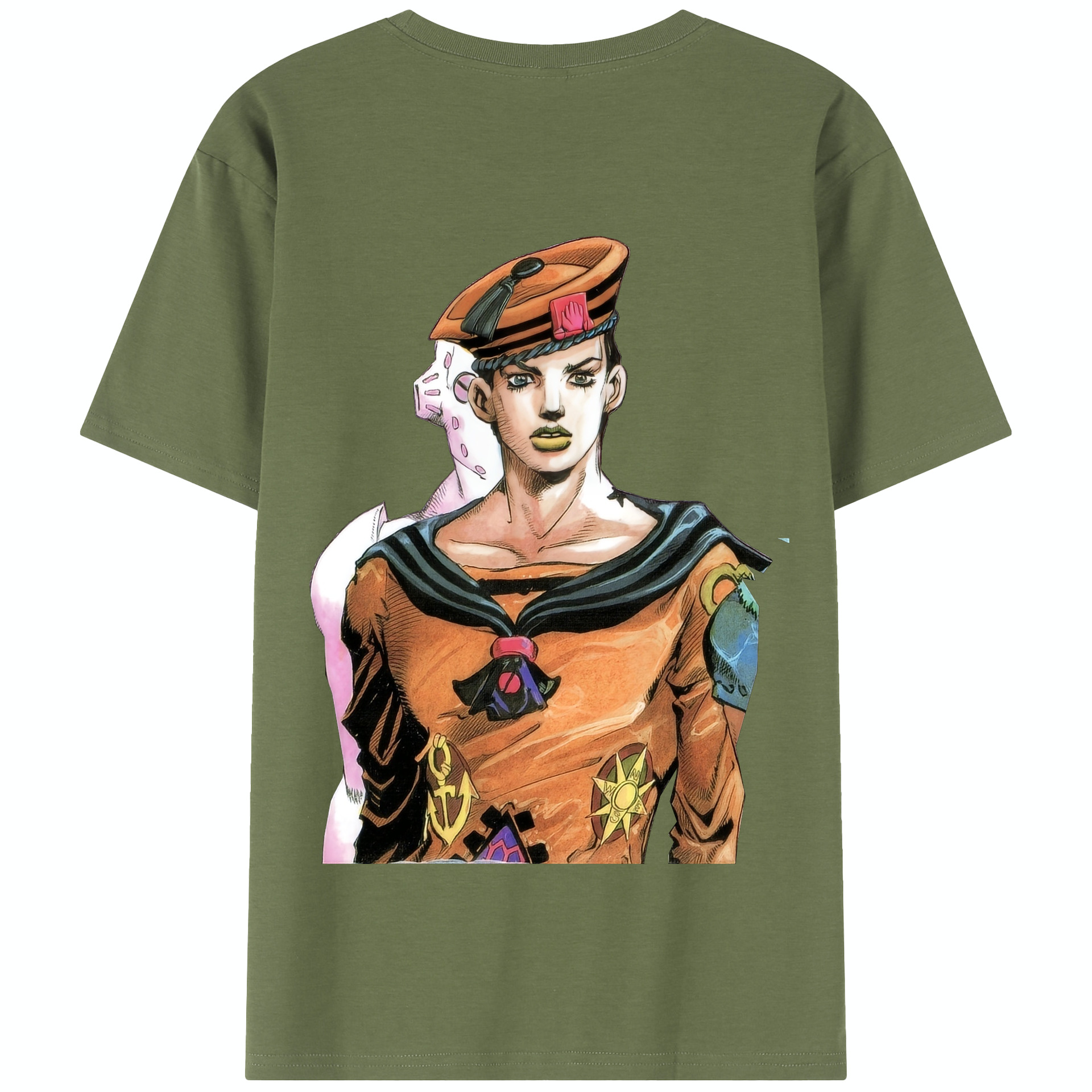 （画像用） ジョジョの奇妙な冒険 東方定助 JoJo's Bizarre Adventure Higashikata Josuke 綿100％半袖Tシャツ（背面プリント）